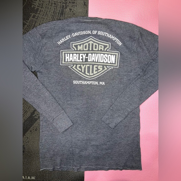 🏍 🦅 Harley Davidson Thermal Waffle Shirt Mass. 🏍 🦅 - Picture 5 of 6